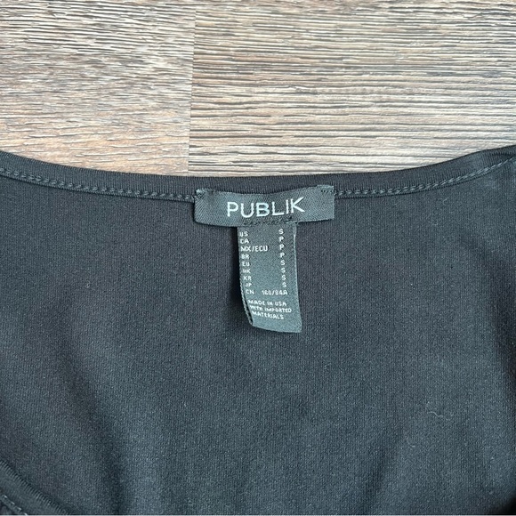 Publik Black Ruched Tie Front Blouse cropped - Picture 5 of 5